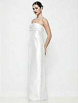 Side View Thumbnail - White Strapless Pleated Empire Satin Column Maxi Dress