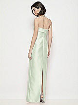 Rear View Thumbnail - Mint Green Strapless Cuff Neck Satin Maxi Dress with Column Skirt