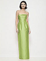 Front View Thumbnail - Mojito Strapless Cuff Neck Satin Maxi Dress with Column Skirt