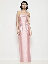Front View Thumbnail - Ballet Pink Strapless Cuff Neck Satin Maxi Dress with Column Skirt
