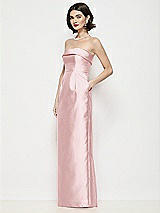 Side View Thumbnail - Ballet Pink Strapless Cuff Neck Satin Maxi Dress with Column Skirt