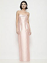 Front View Thumbnail - Blush Strapless Cuff Neck Satin Maxi Dress with Column Skirt