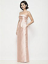 Side View Thumbnail - Cameo Strapless Cuff Neck Satin Maxi Dress with Column Skirt