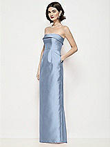 Side View Thumbnail - Cloudy Strapless Cuff Neck Satin Maxi Dress with Column Skirt