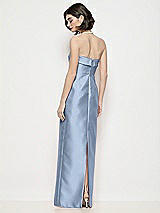 Rear View Thumbnail - Cloudy Strapless Cuff Neck Satin Maxi Dress with Column Skirt