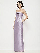Side View Thumbnail - Lilac Haze Strapless Cuff Neck Satin Maxi Dress with Column Skirt