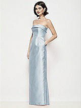 Side View Thumbnail - Mist Strapless Cuff Neck Satin Maxi Dress with Column Skirt