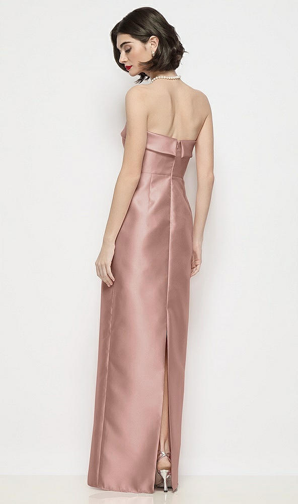 Back View - Neu Nude Strapless Cuff Neck Satin Maxi Dress with Column Skirt