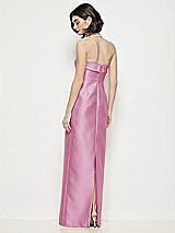 Rear View Thumbnail - Powder Pink Strapless Cuff Neck Satin Maxi Dress with Column Skirt