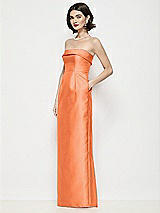 Side View Thumbnail - Portofino Orange Strapless Cuff Neck Satin Maxi Dress with Column Skirt