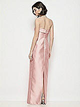 Rear View Thumbnail - Rose Strapless Cuff Neck Satin Maxi Dress with Column Skirt