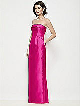 Side View Thumbnail - Think Pink Strapless Cuff Neck Satin Maxi Dress with Column Skirt