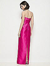 Rear View Thumbnail - Think Pink Strapless Cuff Neck Satin Maxi Dress with Column Skirt