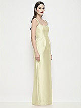 Side View Thumbnail - Butter Yellow Shaped Strap Basque Neck Satin Maxi Dress with Column Skirt