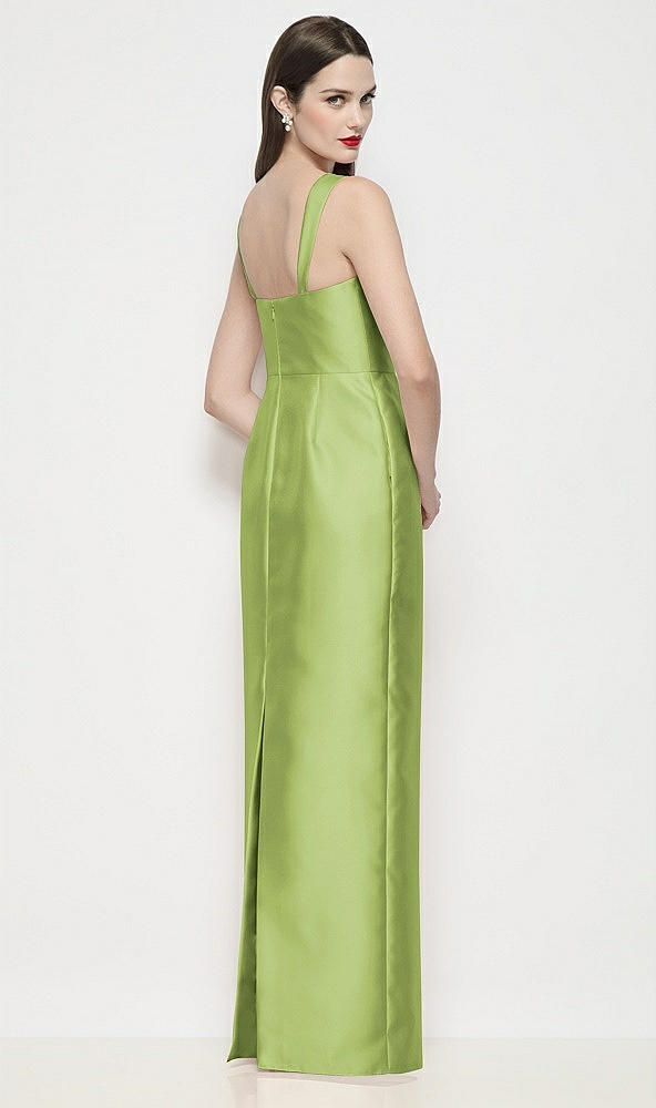 Back View - Mojito Shaped Strap Basque Neck Satin Maxi Dress with Column Skirt