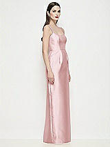 Side View Thumbnail - Ballet Pink Shaped Strap Basque Neck Satin Maxi Dress with Column Skirt