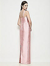 Rear View Thumbnail - Ballet Pink Shaped Strap Basque Neck Satin Maxi Dress with Column Skirt