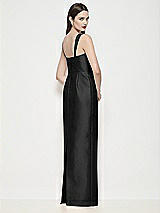 Rear View Thumbnail - Black Shaped Strap Basque Neck Satin Maxi Dress with Column Skirt