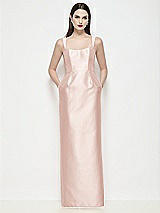 Front View Thumbnail - Blush Shaped Strap Basque Neck Satin Maxi Dress with Column Skirt