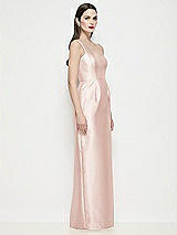 Side View Thumbnail - Blush Shaped Strap Basque Neck Satin Maxi Dress with Column Skirt