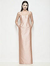 Front View Thumbnail - Cameo Shaped Strap Basque Neck Satin Maxi Dress with Column Skirt