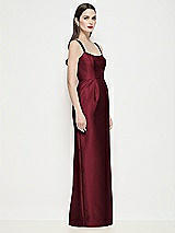 Side View Thumbnail - Cabernet Shaped Strap Basque Neck Satin Maxi Dress with Column Skirt