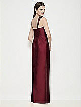 Rear View Thumbnail - Cabernet Shaped Strap Basque Neck Satin Maxi Dress with Column Skirt