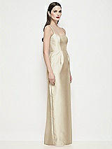 Side View Thumbnail - Champagne Shaped Strap Basque Neck Satin Maxi Dress with Column Skirt