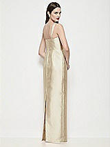 Rear View Thumbnail - Champagne Shaped Strap Basque Neck Satin Maxi Dress with Column Skirt
