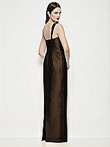 Rear View Thumbnail - Espresso Shaped Strap Basque Neck Satin Maxi Dress with Column Skirt