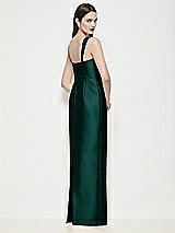 Rear View Thumbnail - Evergreen Shaped Strap Basque Neck Satin Maxi Dress with Column Skirt