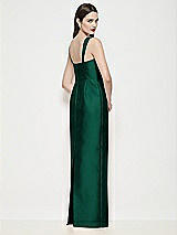 Rear View Thumbnail - Hunter Green Shaped Strap Basque Neck Satin Maxi Dress with Column Skirt