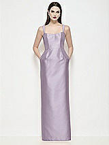 Front View Thumbnail - Lilac Haze Shaped Strap Basque Neck Satin Maxi Dress with Column Skirt
