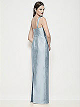 Rear View Thumbnail - Mist Shaped Strap Basque Neck Satin Maxi Dress with Column Skirt