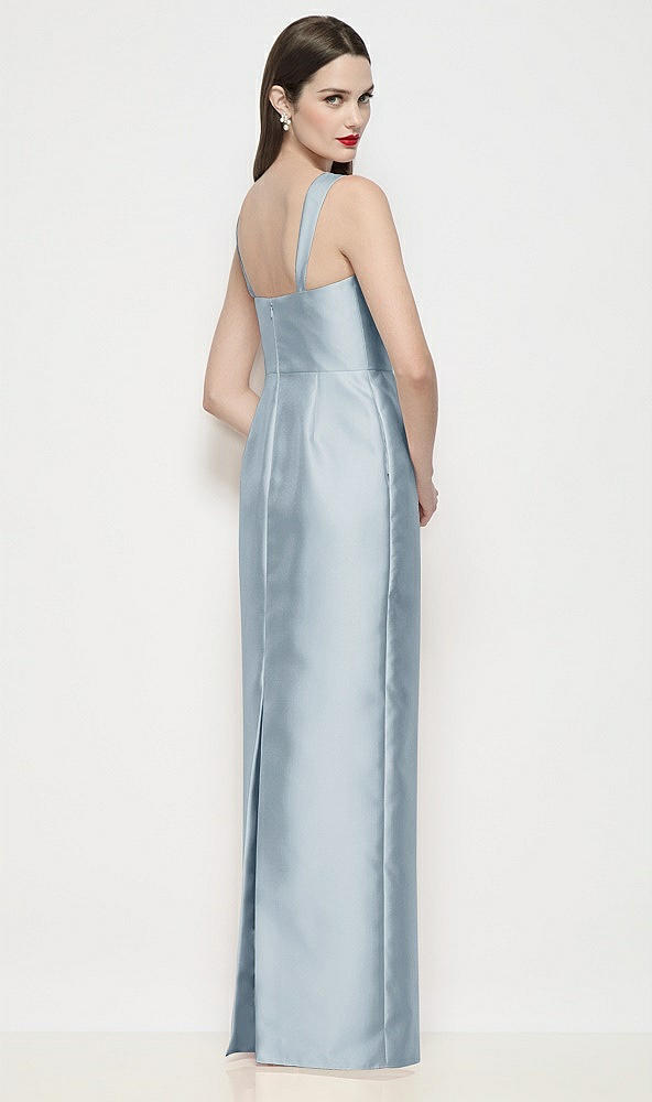 Back View - Mist Shaped Strap Basque Neck Satin Maxi Dress with Column Skirt