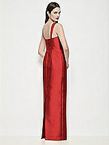 Rear View Thumbnail - Poppy Red Shaped Strap Basque Neck Satin Maxi Dress with Column Skirt