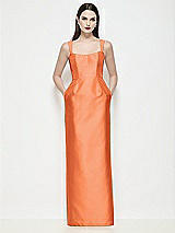 Front View Thumbnail - Portofino Orange Shaped Strap Basque Neck Satin Maxi Dress with Column Skirt