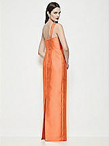 Rear View Thumbnail - Portofino Orange Shaped Strap Basque Neck Satin Maxi Dress with Column Skirt