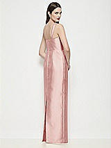 Rear View Thumbnail - Rose Shaped Strap Basque Neck Satin Maxi Dress with Column Skirt