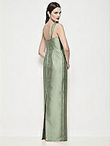 Rear View Thumbnail - Sage Shaped Strap Basque Neck Satin Maxi Dress with Column Skirt