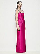 Side View Thumbnail - Think Pink Shaped Strap Basque Neck Satin Maxi Dress with Column Skirt