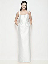 Front View Thumbnail - White Shaped Strap Basque Neck Satin Maxi Dress with Column Skirt