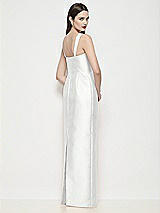 Rear View Thumbnail - White Shaped Strap Basque Neck Satin Maxi Dress with Column Skirt