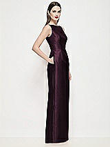 Side View Thumbnail - Deep Plum Bateau Neck Satin Maxi Dress with Pleated Column Skirt