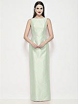 Front View Thumbnail - Mint Green Bateau Neck Satin Maxi Dress with Pleated Column Skirt