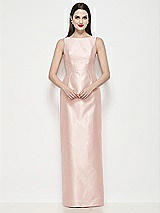 Front View Thumbnail - Blush Bateau Neck Satin Maxi Dress with Pleated Column Skirt