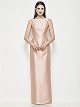 Front View Thumbnail - Cameo Bateau Neck Satin Maxi Dress with Pleated Column Skirt