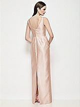 Rear View Thumbnail - Cameo Bateau Neck Satin Maxi Dress with Pleated Column Skirt