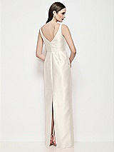 Rear View Thumbnail - Ivory Bateau Neck Satin Maxi Dress with Pleated Column Skirt