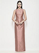 Front View Thumbnail - Neu Nude Bateau Neck Satin Maxi Dress with Pleated Column Skirt